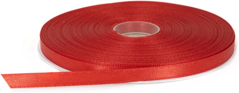 Stuffvisor Red Satin Ribbon Roll - 1/4 inch x 50 Yards, Double Face Solid Color, Thick and Durable, 100% Polyester for Gift Wrapping, Crafts, Hair and Decorations - Image 1